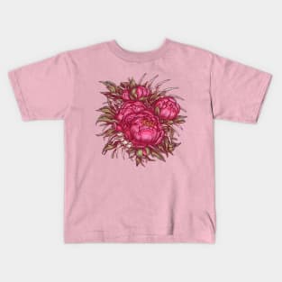 Peonies and bones Kids T-Shirt